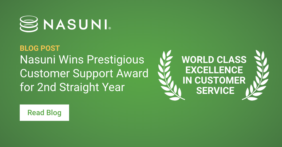 Nasuni Wins Prestigious Customer Support Award for 2nd Straight Year